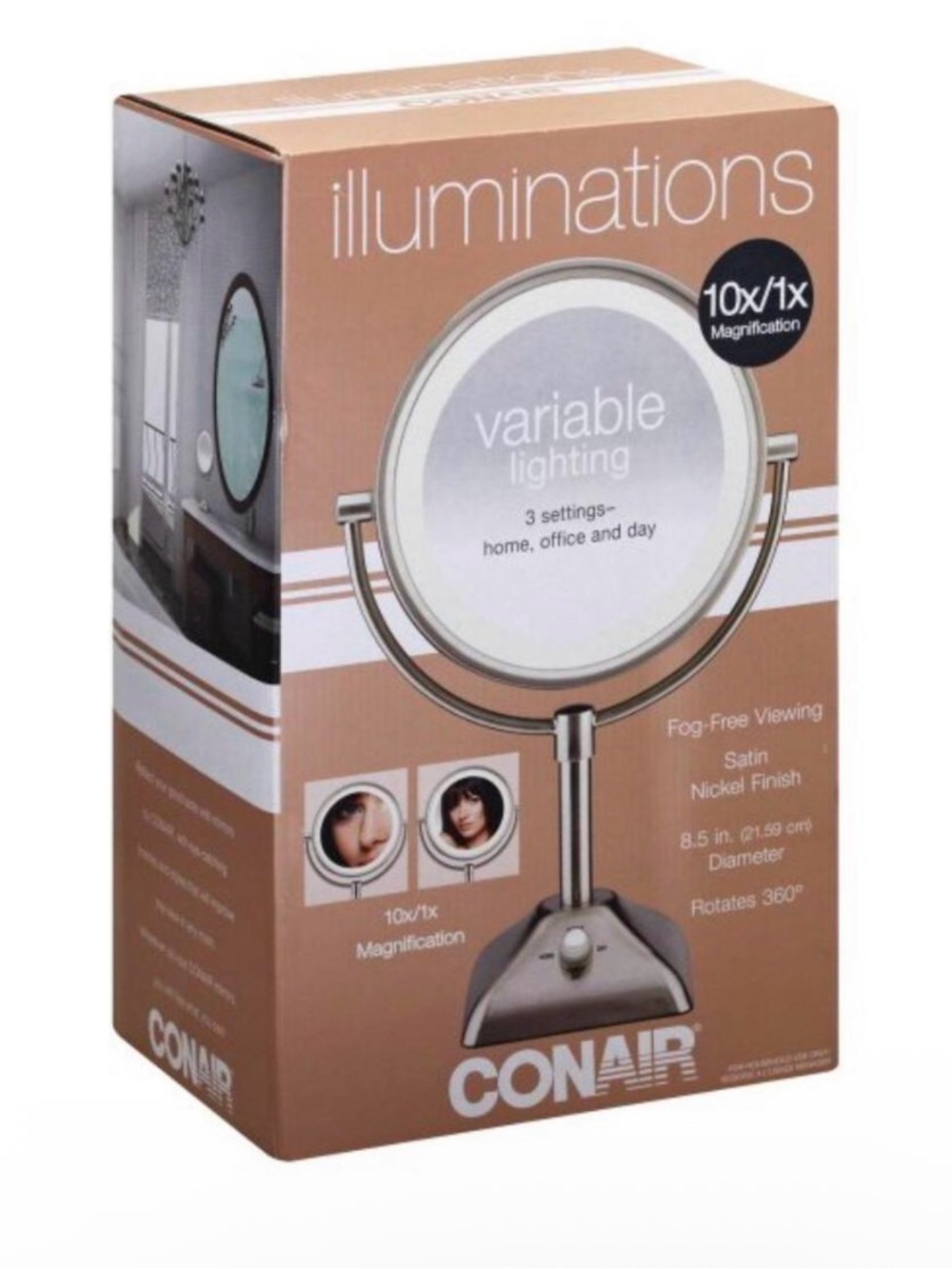 Conair Variable Lighting 10x/1x Magnification
